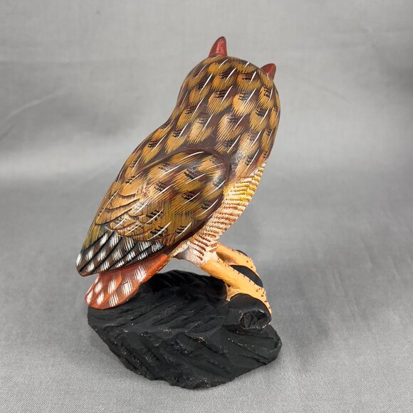 Vtg Action International Stone Art Owl Bird Hand Painted Brown Carved Figurine - Picture 4 of 15